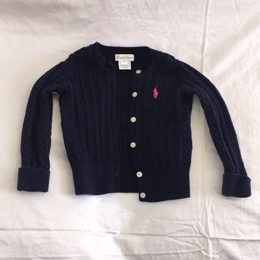 Ralph Lauren/ 2T/ Girl/ Cardigan/ Navy Blue with Pink Logo / $5
